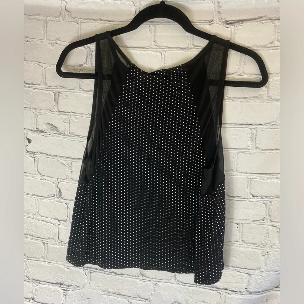 5/$20 Women’s Forever 21 Retro Polka Dot Mesh Crop Tank‎ Black White Small - Picture 8 of 8